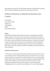 Problems of Democracy in Ethnically-Divided South Asian Countries – The ...